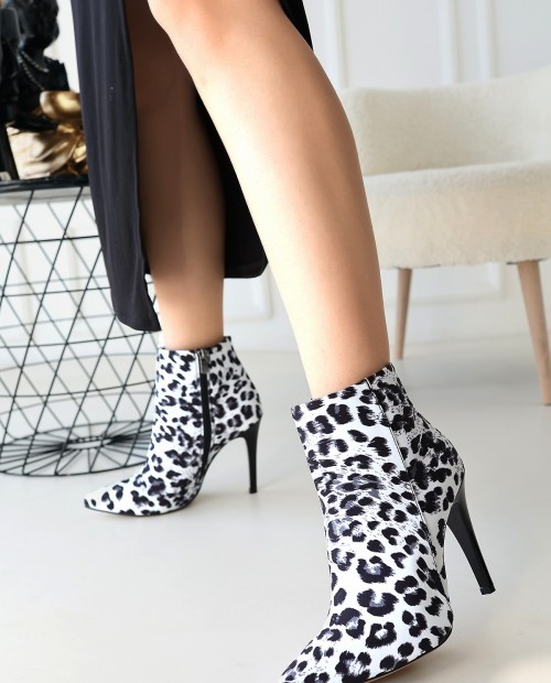 Blan Zebra Saten Topuklu Bot
