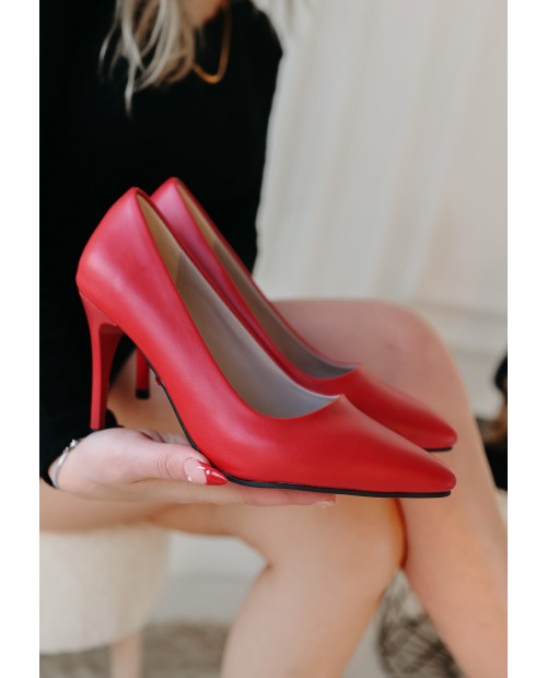 Jilya Kırmızı Cilt Stiletto Ayakkabı