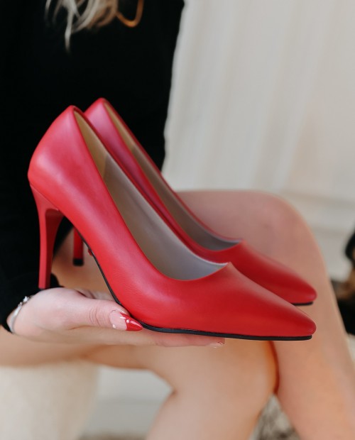 Jilya Kırmızı Cilt Stiletto Ayakkabı