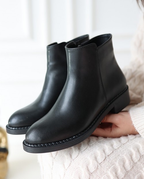 Moed Siyah Cilt Topuklu Bot