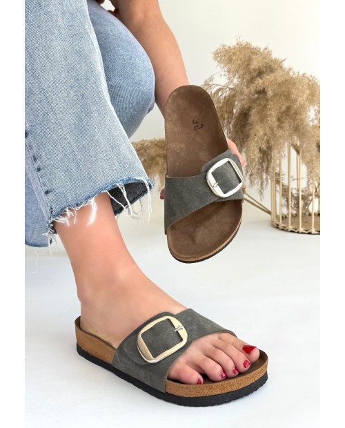 Zooy Yeşil Nubuk Terlik