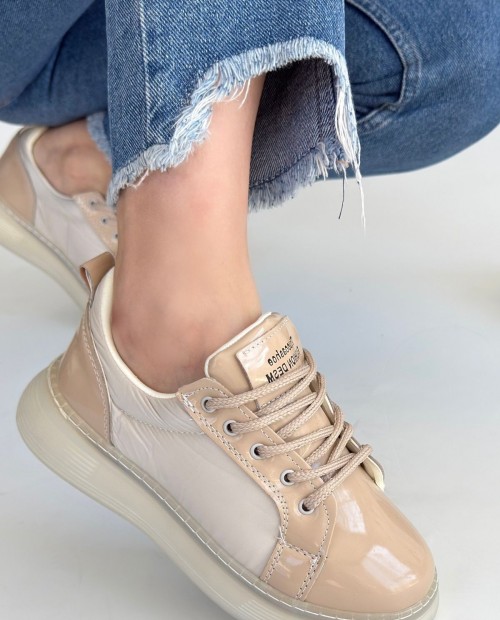 Piona Bej Rugan Bağcıklı Spor Ayakkabı