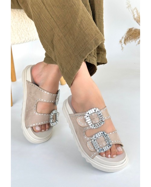 Juana Bej Nubuk Taşlı Terlik