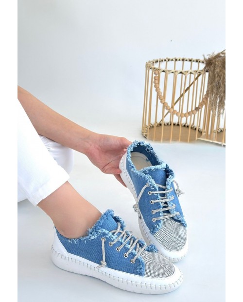 Enber Mavi Kot Bağcıklı Spor Ayakkabı