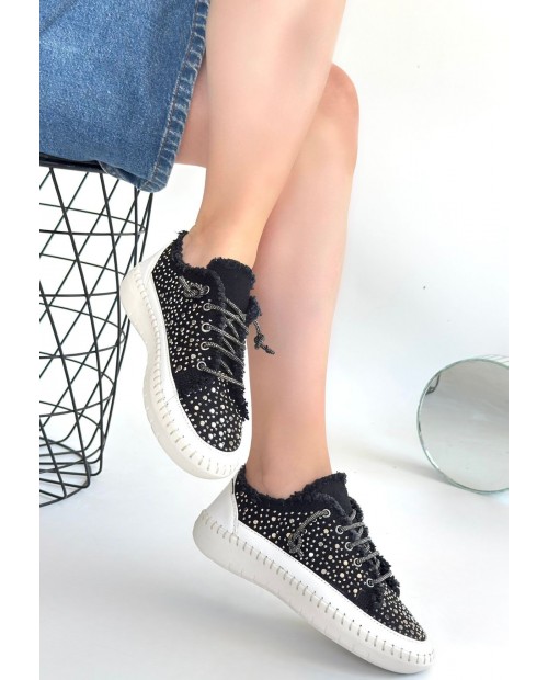 Guji Siyah Kot Bağcıklı Spor Ayakkabı