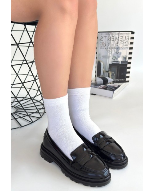 Narli Siyah Rugan Oxford Ayakkabı