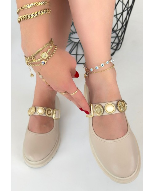 Okira Bej Cilt Oxford Ayakkabı