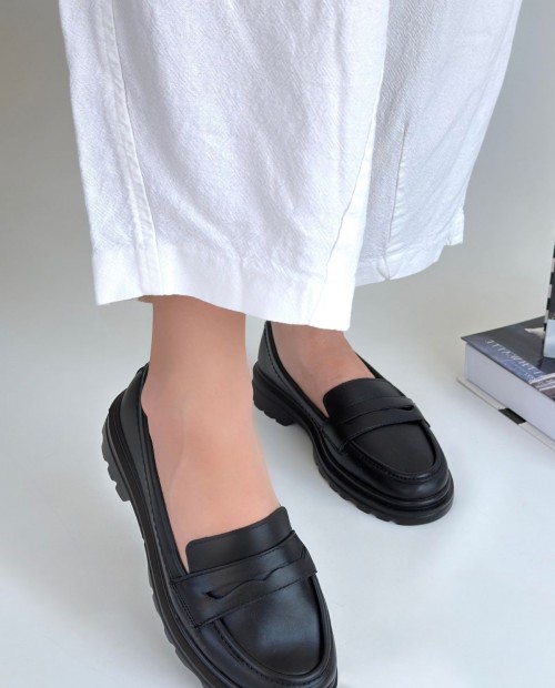 Narli Siyah Cilt Oxford Ayakkabı