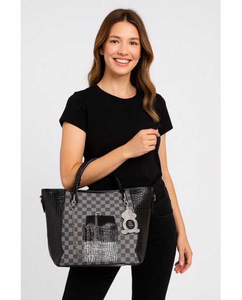 Avaj Siyah Cilt Omuz Çantası