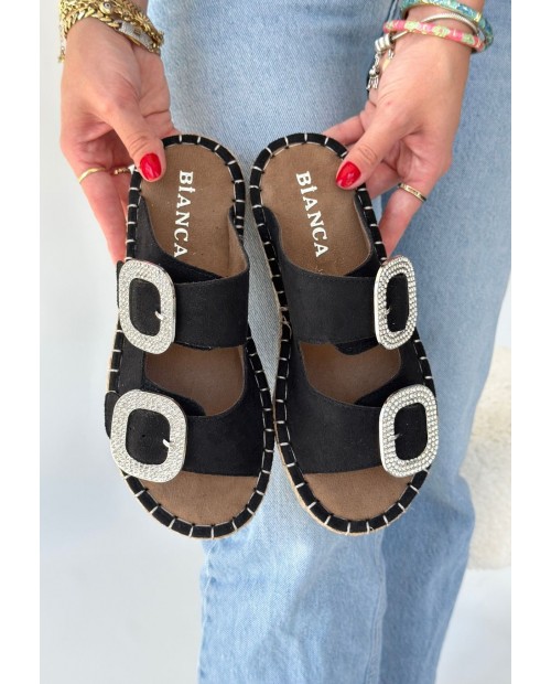 Hertas Siyah Nubuk Tokalı Terlik