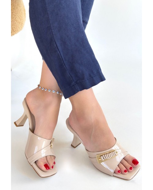 Sief Bej Rugan Topuklu Terlik