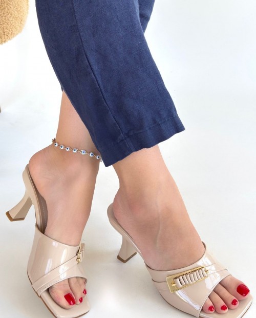 Sief Bej Rugan Topuklu Terlik