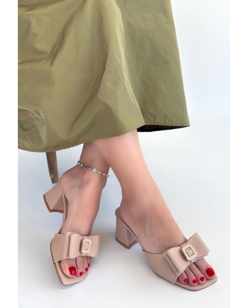 Veor Nude Cilt Topuklu Terlik