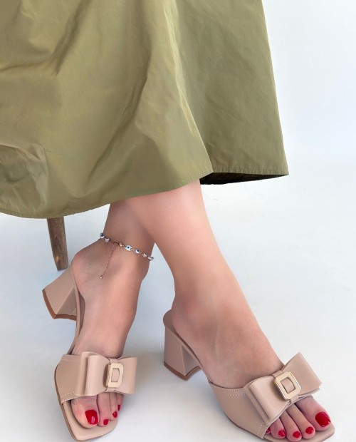 Veor Nude Cilt Topuklu Terlik