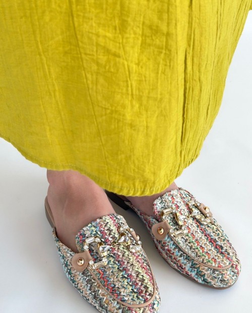 Yenda Renkli Dokumalı Terlik