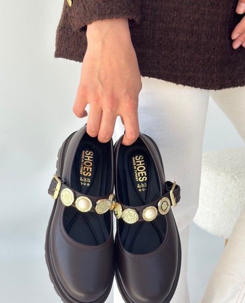 Okira Kahverengi Cilt Oxford Ayakkabı