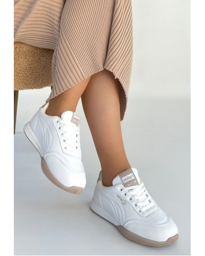 Tawen Beyaz Cilt Bağcıklı Spor Ayakkabı