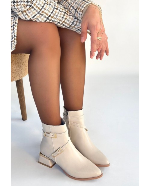 İnay Bej Cilt Topuklu Bot