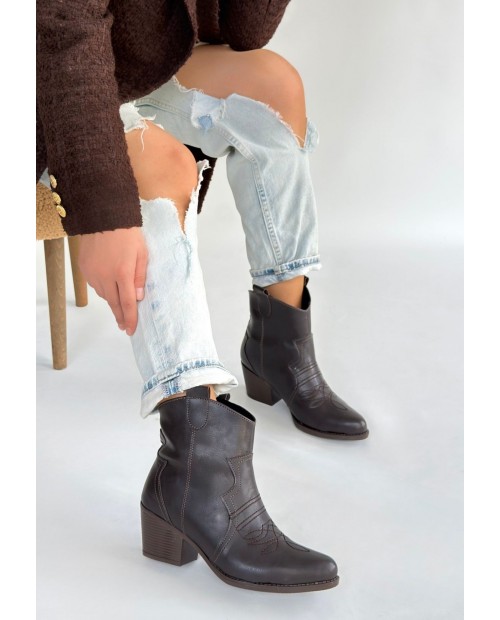 Akver Acı Kahve Cilt Topuklu Bot