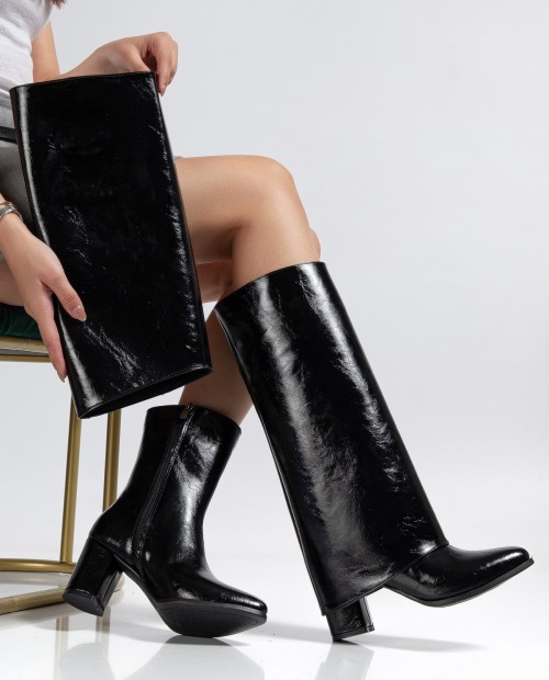 Wila Siyah Parlak Topuklu Tak Çıkar Çizme