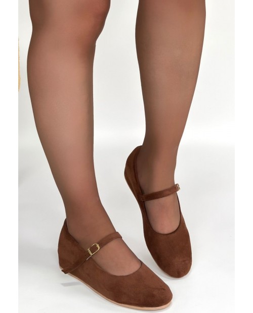 Lossa Taba Süet Kemerli Babet Ayakkabı