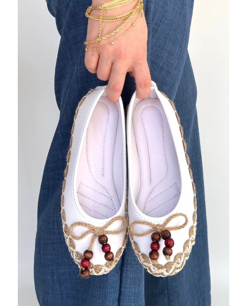 Ilwe Beyaz Cilt Babet Ayakkabı