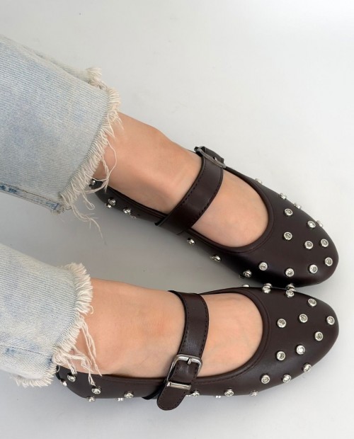 Ritta Kahverengi Cilt Kemerli Babet Ayakkabı