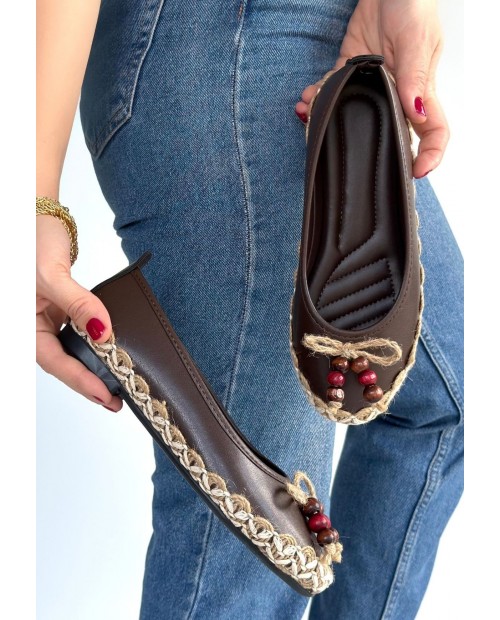 Ilwe Kahverengi Cilt Babet Ayakkabı