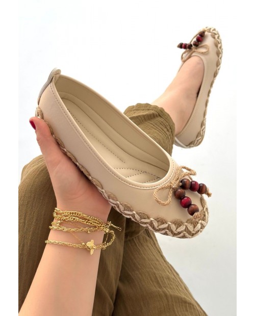 Ilwe Bej Cilt Babet Ayakkabı