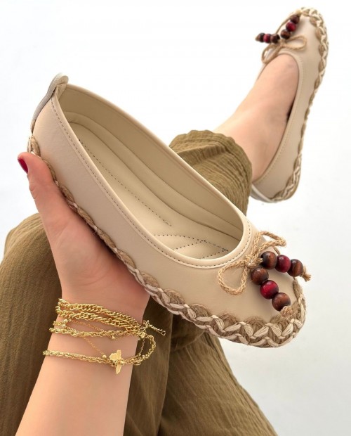 Ilwe Bej Cilt Babet Ayakkabı