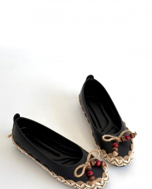 Ilwe Siyah Cilt Babet Ayakkabı