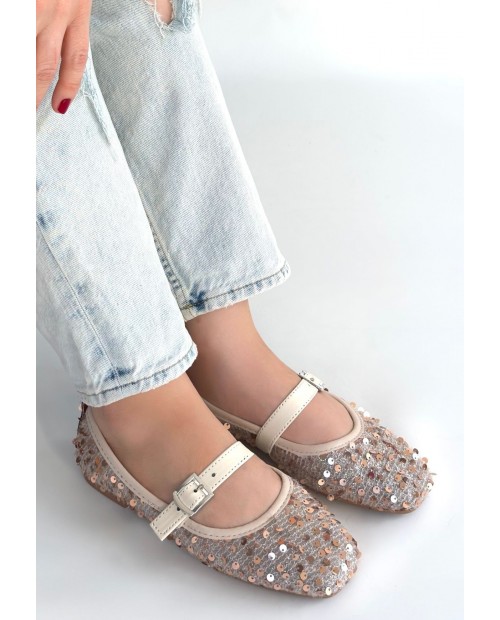 Moden Bej Süet Babet Ayakkabı