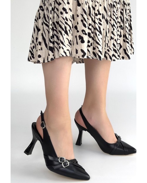 Jedda Siyah Cilt Topuklu Ayakkabı