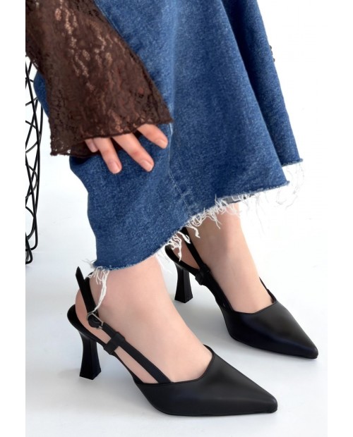 Hoost Siyah Cilt Topuklu Ayakkabı