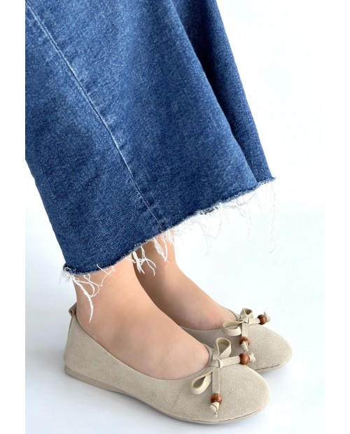 Cear Bej Deri Tozu Süet Babet Ayakkabı