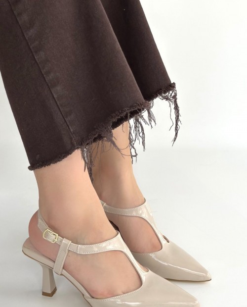 Tula Bej Rugan Topuklu Ayakkabı