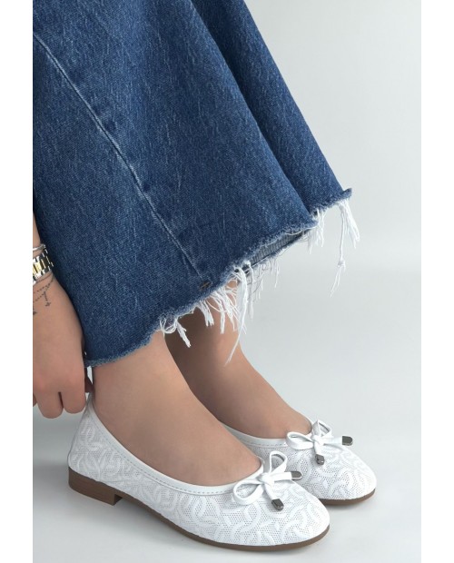 Jnues Beyaz Deri Babet Ayakkabı