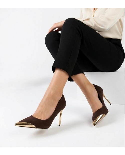 Alis Kahverengi Saten Stiletto Ayakkabı