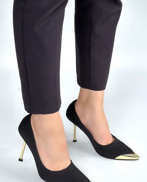 Alis Siyah Saten Stiletto Ayakkabı