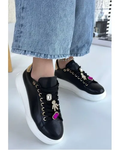 Gane Siyah Cilt Bağcıklı Spor Ayakkabı