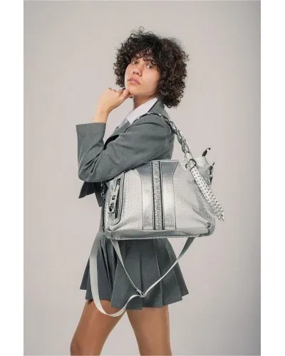 Jaxe Gri Cilt Omuz Çantası