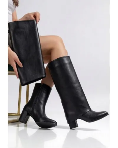 Wila Siyah Cilt Topuklu Tak Çıkar Çizme