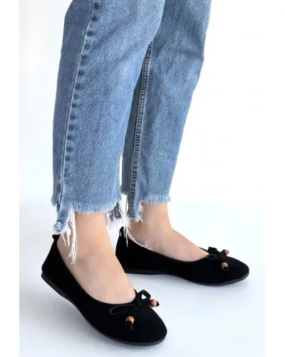 Cear Siyah Deri Tozu Süet Babet Ayakkabı