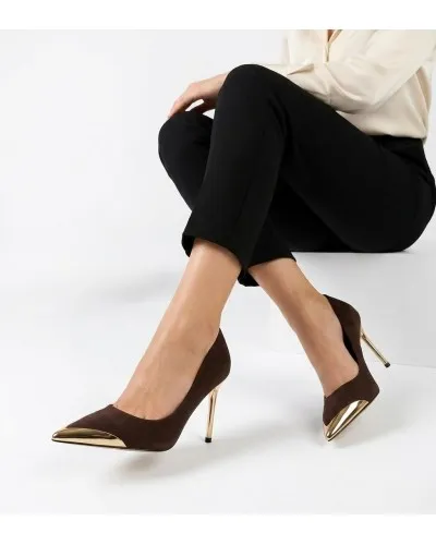 Alis Kahverengi Saten Stiletto Ayakkabı
