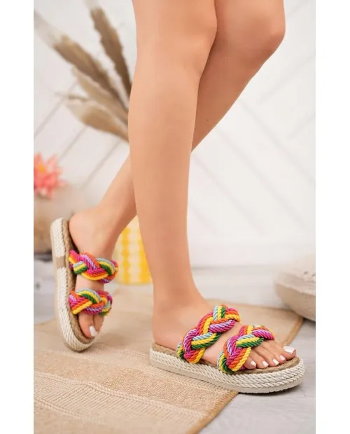 Hasır Terlik Kadın Bej Vio